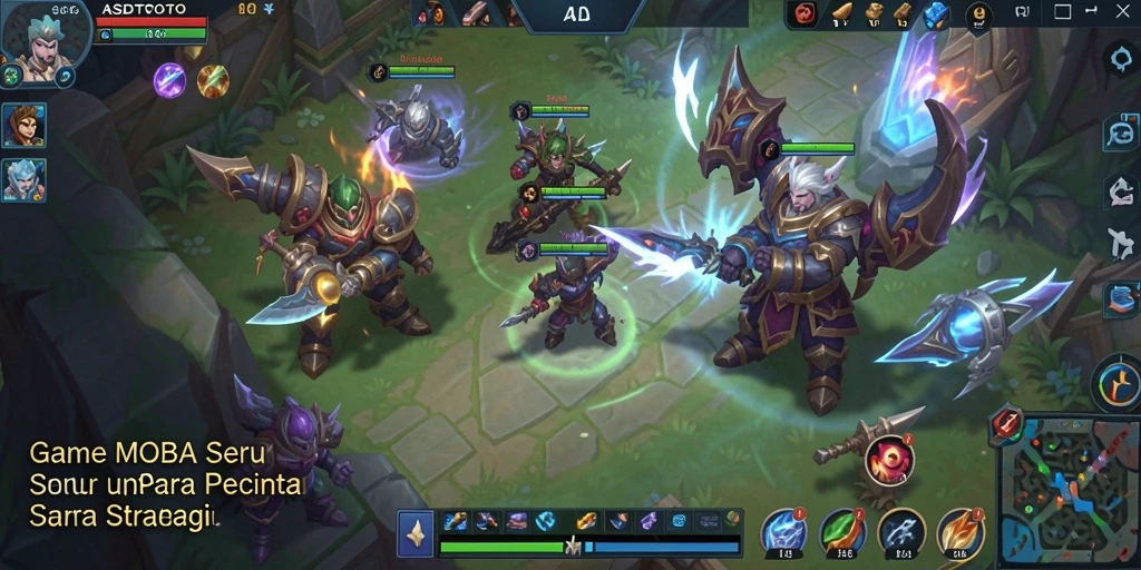 Tangkapan layar utama ASDTOTO menampilkan aksi pertempuran MOBA yang intens.