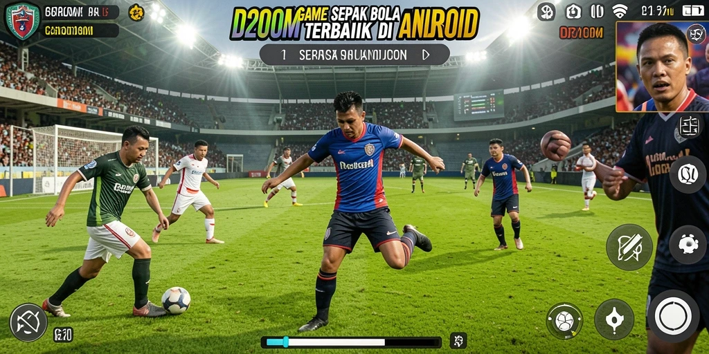 Gameplay D200M yang menegangkan dan seru di lapangan sepak bola.