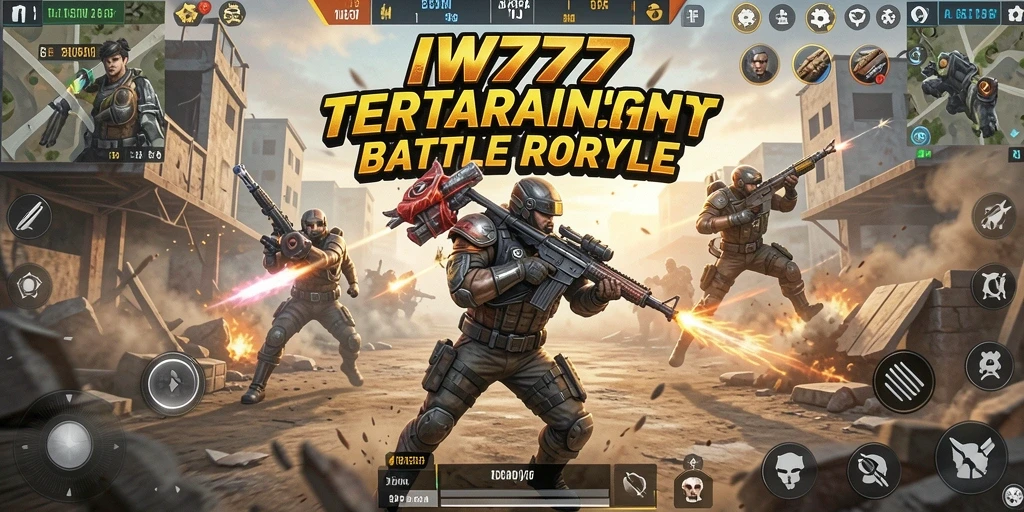 Screenshot utama IW777 menampilkan aksi intens Battle Royale.