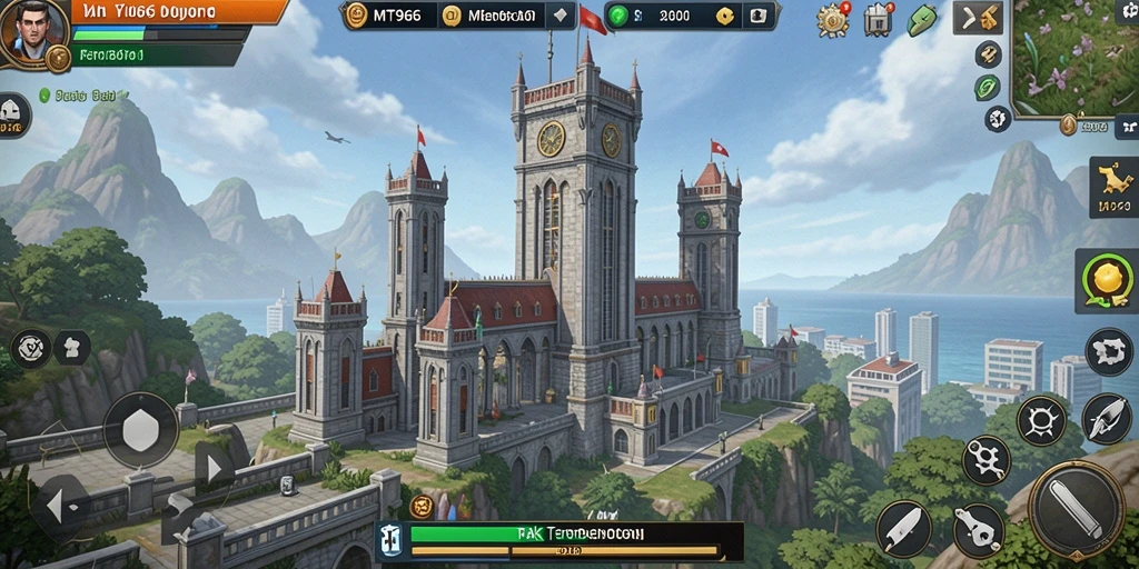 Tangkapan layar gameplay MT966 menampilkan aksi pertahanan menara yang intens.