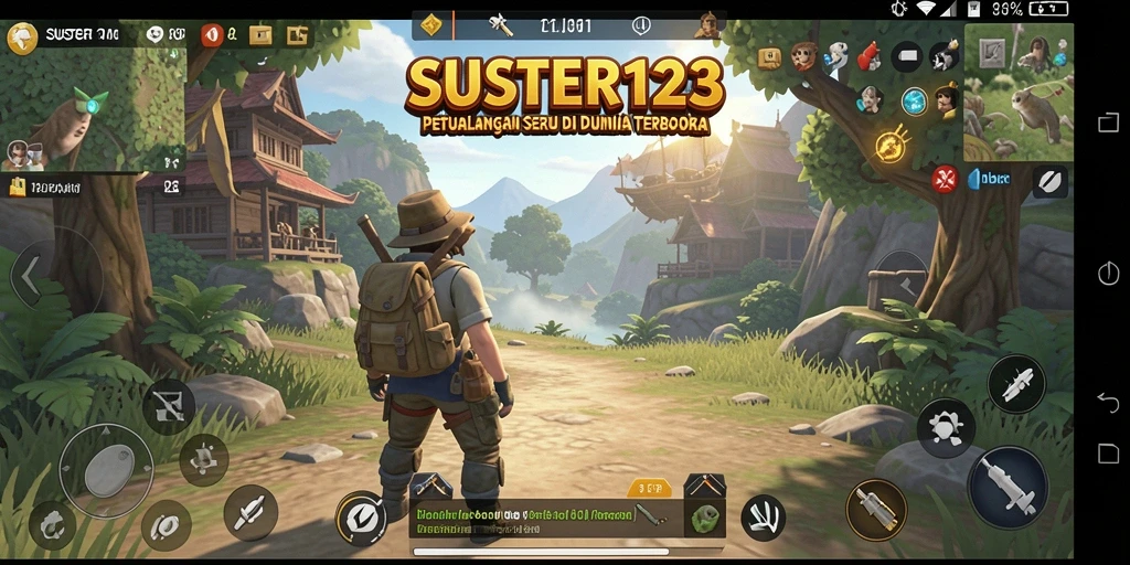 Gameplay SUSTER123 yang menampilkan eksplorasi dunia terbuka.
