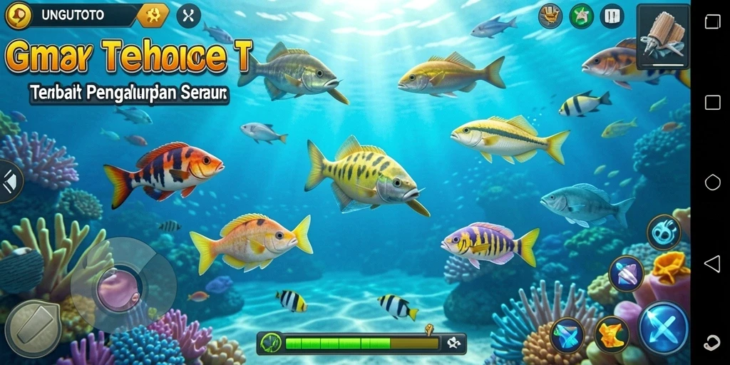 Screenshot UNGUTOTO menunjukkan aksi menembak ikan yang seru.